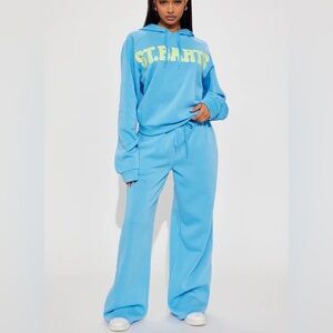 Fashion Nova Blue Track Pants & Joggers Coastal Chill Hoodie Pant Set medium